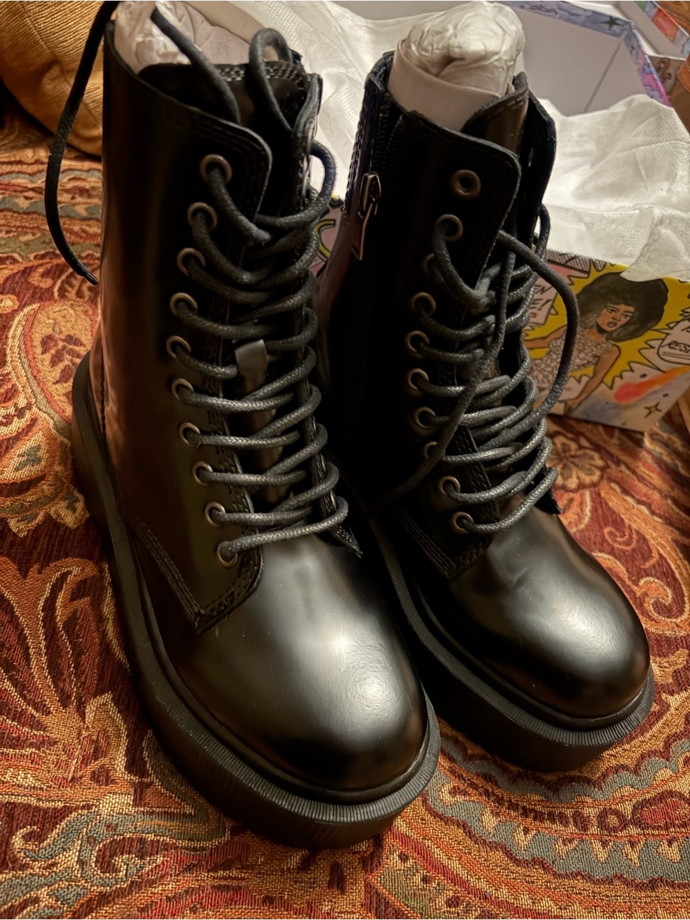 Jeffrey Campbell Sopas Black Platform Combat Boots Size 6 New w/ Box